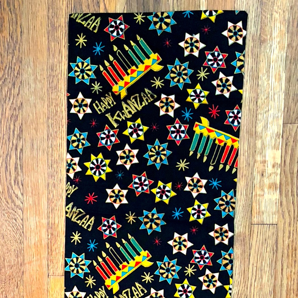 Happy Kwanza Table Runner 
made with Shamash & Sons Fabric